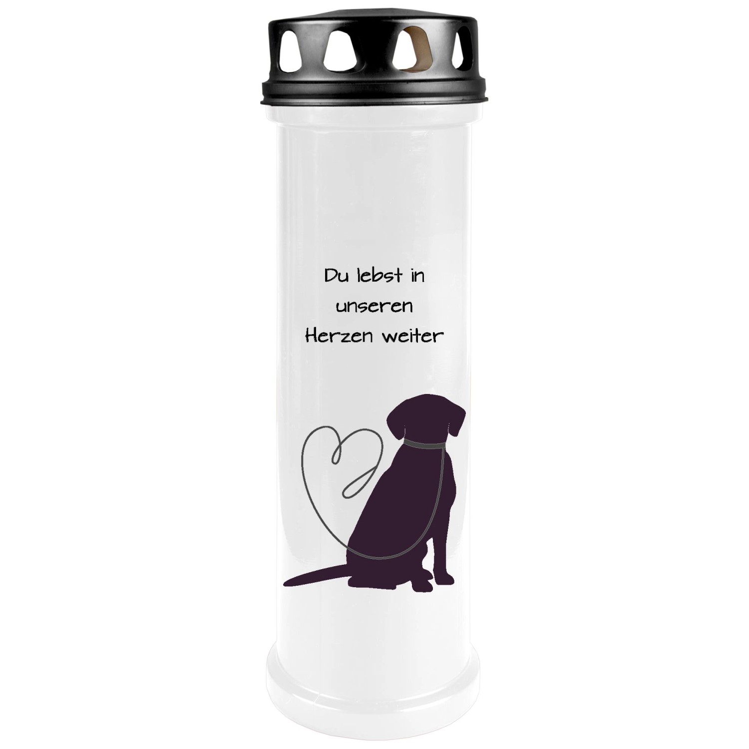 HS Candle Grabkerze Weiß 100h Deckel Schwarz Labrador 1 günstig online kaufen