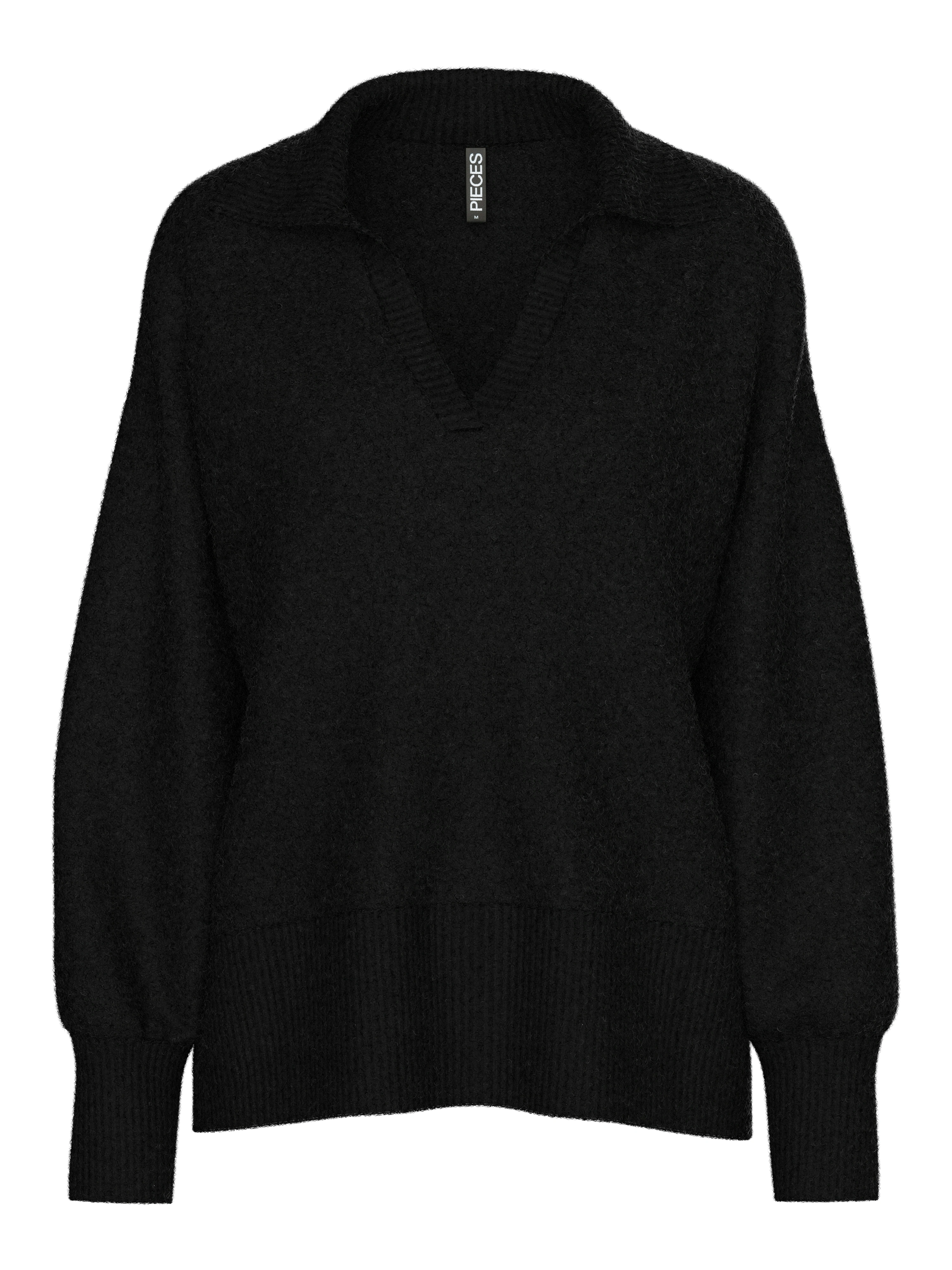 pieces V-Ausschnitt-Pullover "PCMALOU LS POLO KNIT NOOS BC" günstig online kaufen