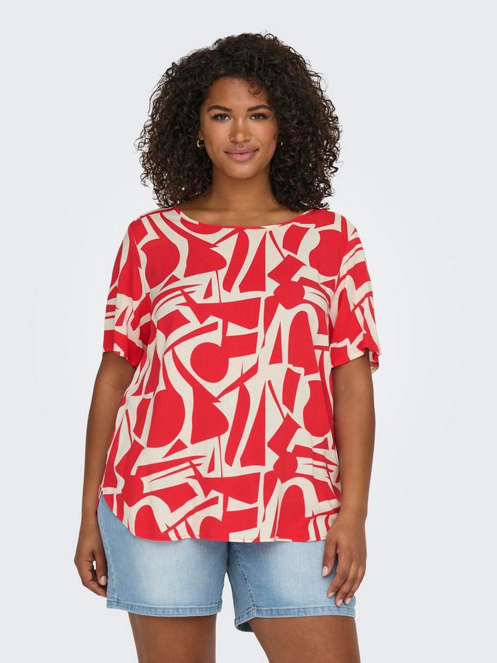 ONLY CARMAKOMA Blusenshirt Blusentop Curvy Plus Size Kurzarm Allover Print günstig online kaufen