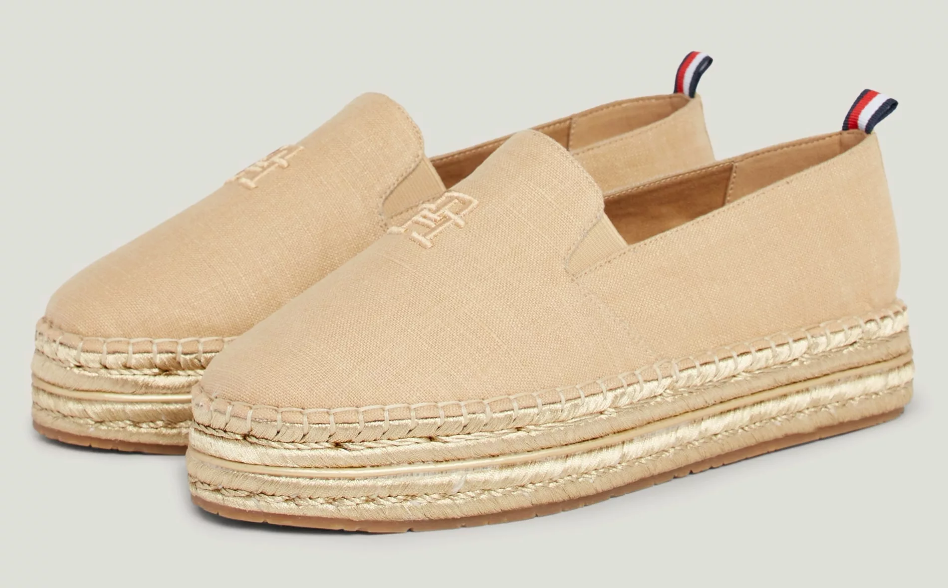 Tommy Hilfiger Espadrille "TH EMBROIDERED GOLD FLATFORM", Plateau Schuh, So günstig online kaufen