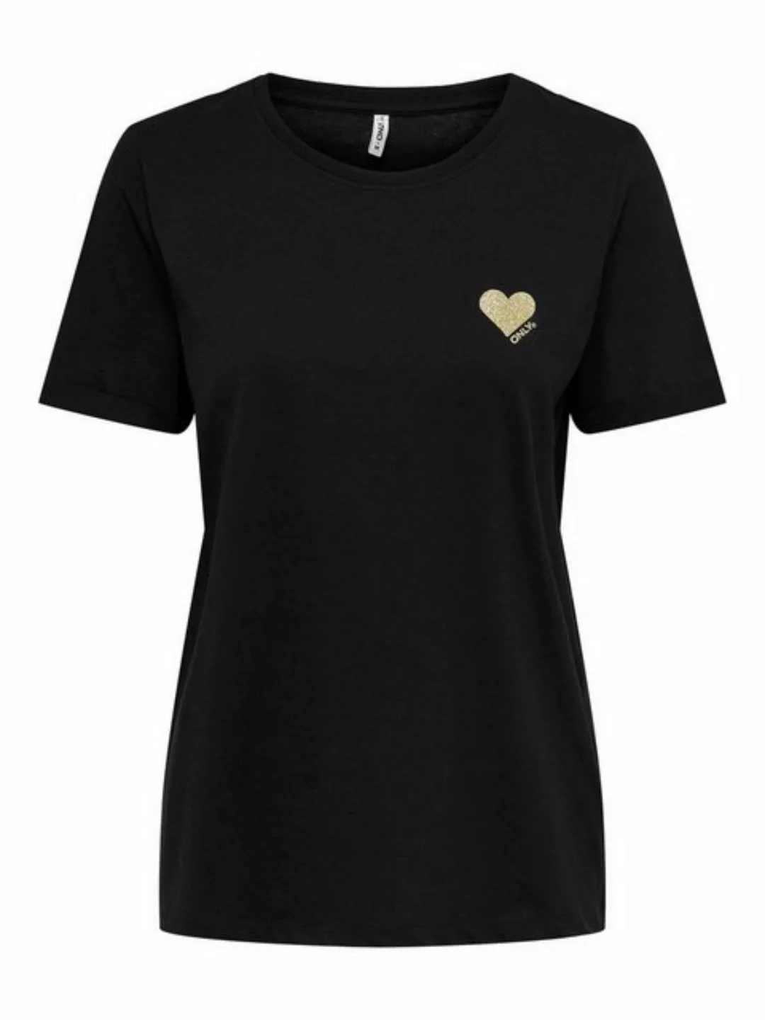 Only Kita Logo Kurzarm T-shirt S Cloud Dancer / Print Gold Glitter Heart günstig online kaufen
