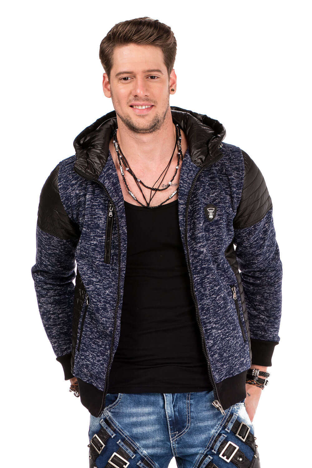 Cipo & Baxx Strickjacke, mit Leder Highlights günstig online kaufen