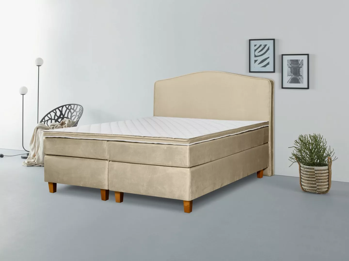 INOSIGN Boxspringbett "Jalma", Füße aus massiver Birke ; Inkl. Topper günstig online kaufen