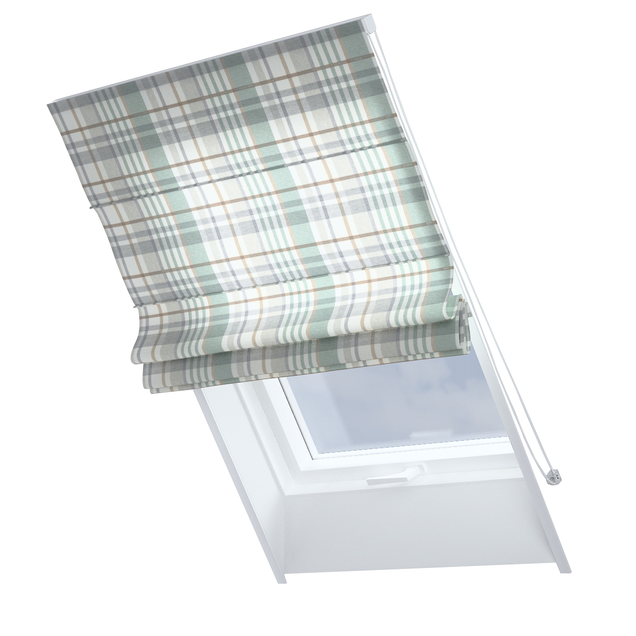 Dekoria Dachfenster-Raffrollo Rimini, grün-grau, 50 x 60 cm günstig online kaufen