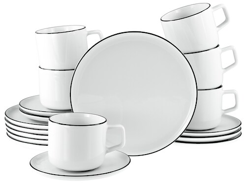 CreaTable Kaffeeservice »Chef Collection Black Line, Kaffee-Service 18-tlg« günstig online kaufen