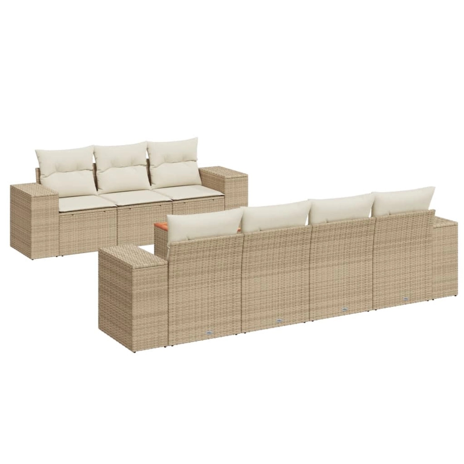 vidaXL 8-Tlg Garten-Sofagarnitur mit Kissen Beige Poly Rattan 3225351 günstig online kaufen