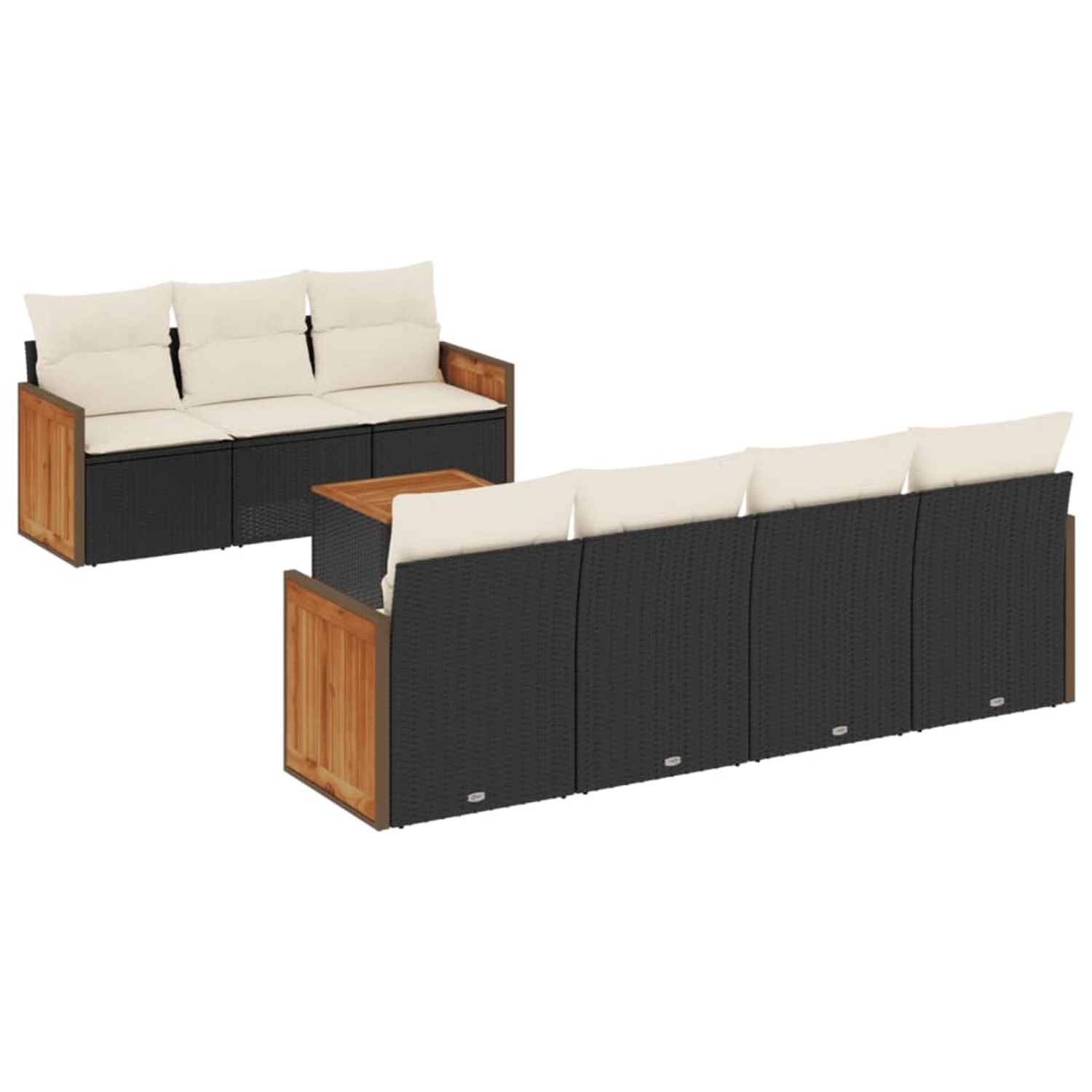 vidaXL 8-Tlg Garten-Sofagarnitur mit Kissen Schwarz Poly Rattan 3227484 günstig online kaufen