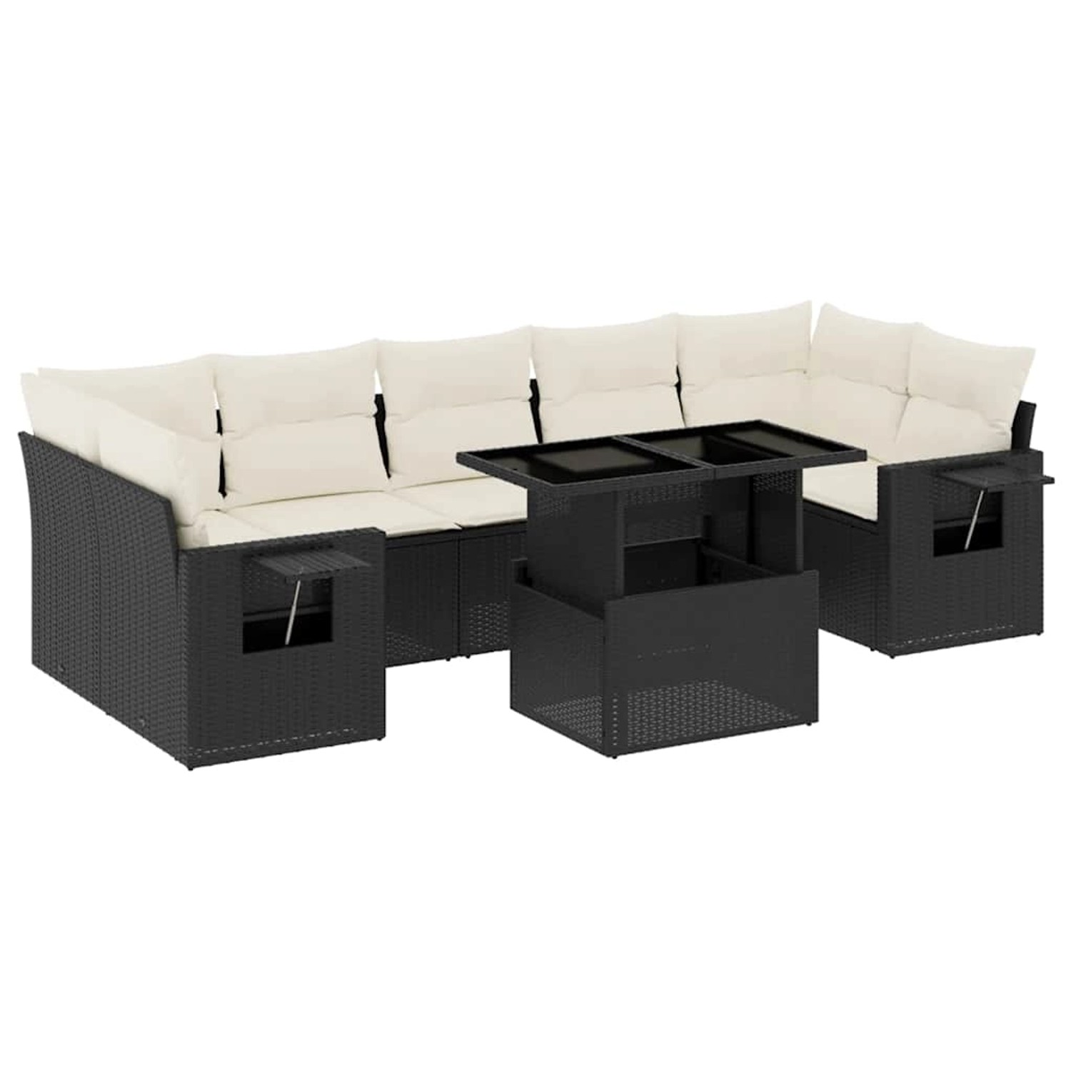 vidaXL 8-Tlg Garten-Sofagarnitur mit Kissen Schwarz Poly Rattan 3267776 günstig online kaufen
