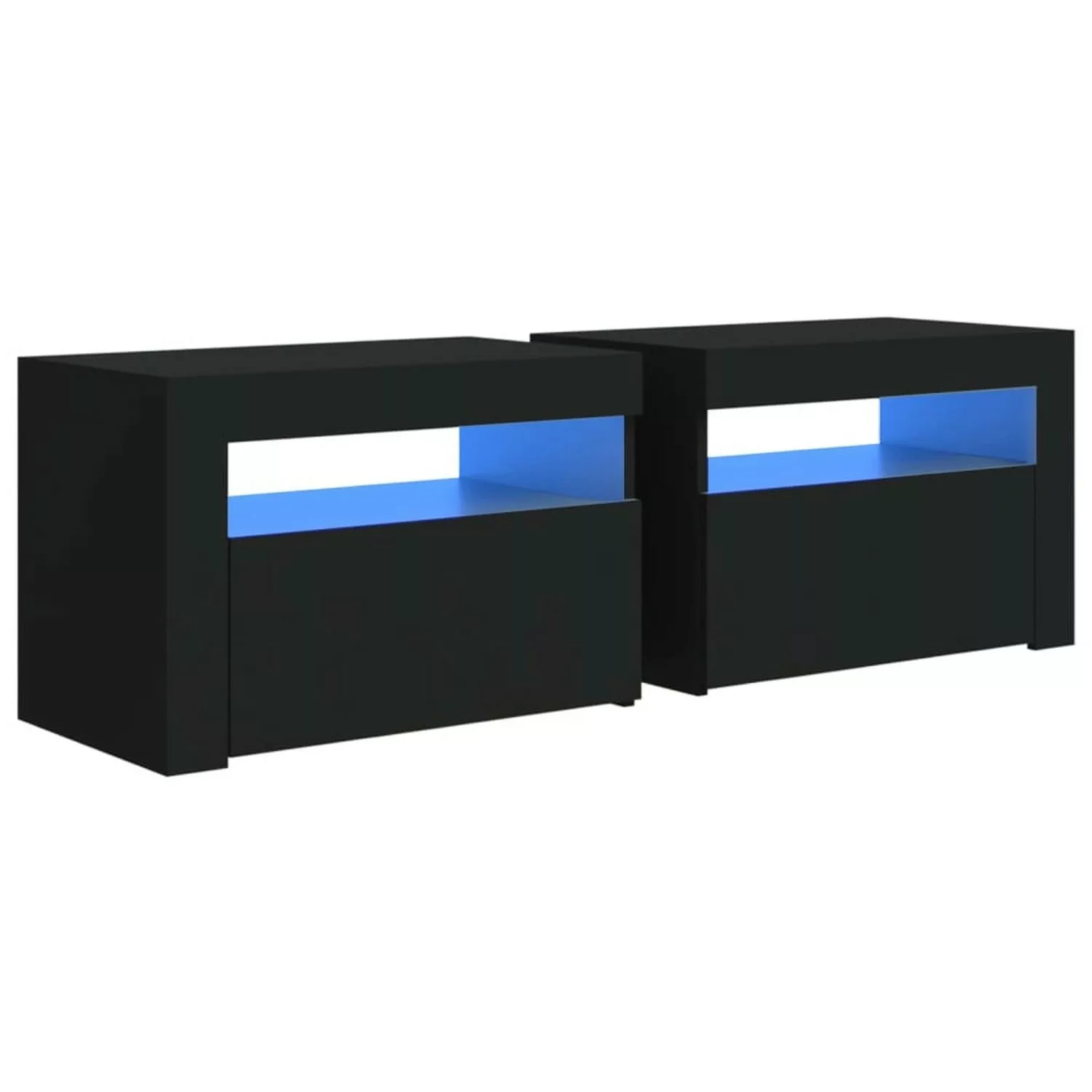 Vidaxl Nachttische 2 Stk. Mit Leds Schwarz 60x35x40 Cm günstig online kaufen