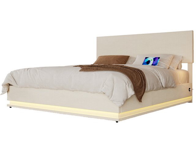 KLAM HOME Polsterbett Doppelbett Stauraumbett mit Stauraum 140/160/180x200c günstig online kaufen