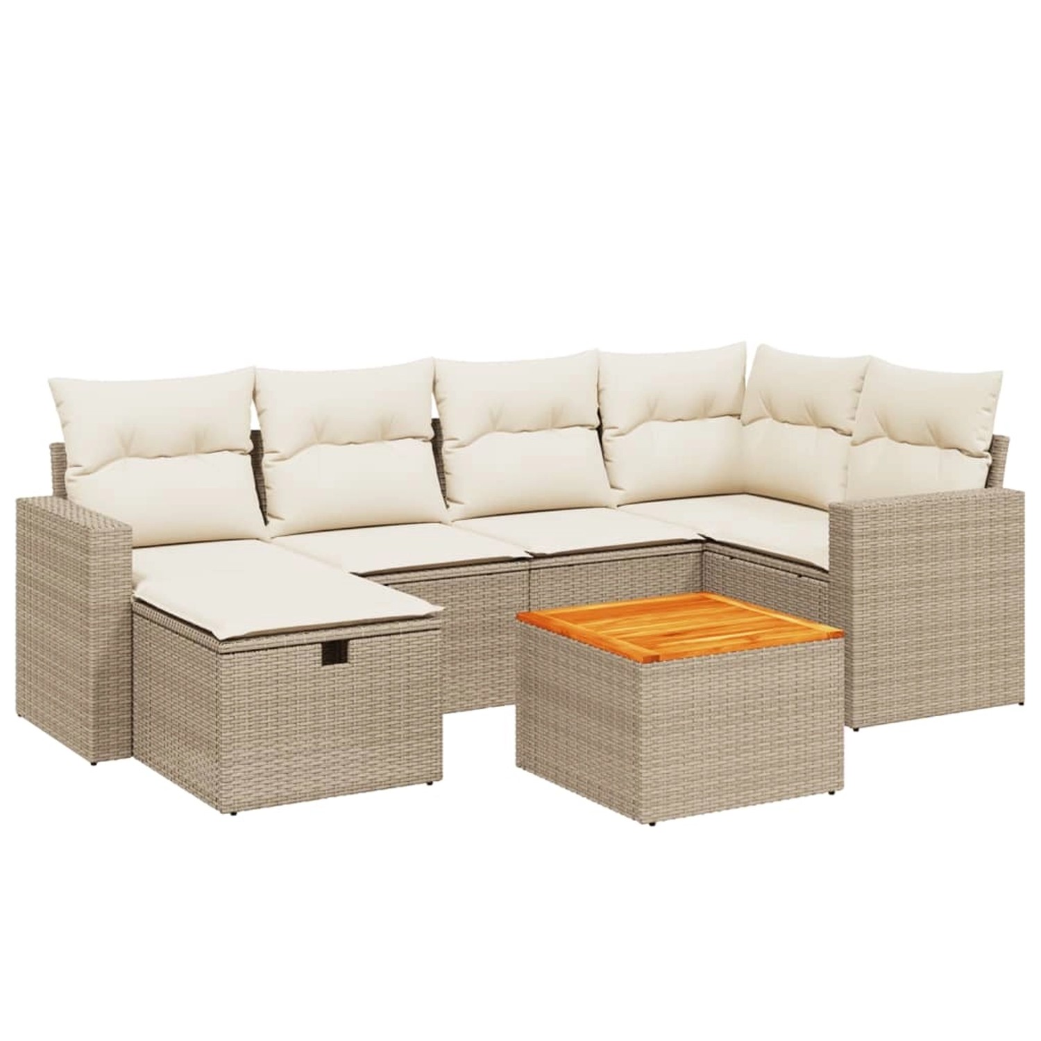 vidaXL 7-Tlg Garten-Sofagarnitur mit Kissen Beige Poly Rattan 3264838 günstig online kaufen