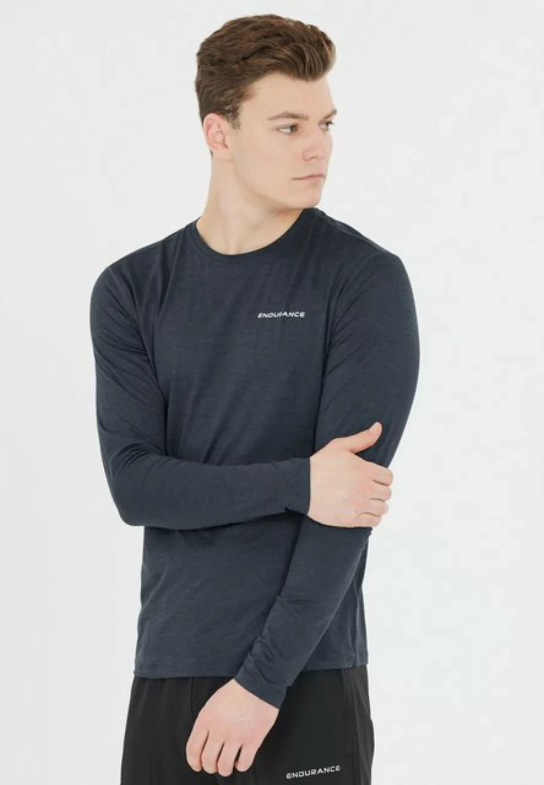 ENDURANCE Langarmshirt Abdon M Melange L/S Tee Black Melange günstig online kaufen