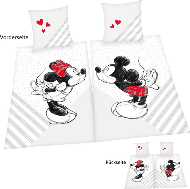 Disney Partnerbettwäsche »Disney's Mickey und Minnie Mouse in Gr. 135x200 c günstig online kaufen