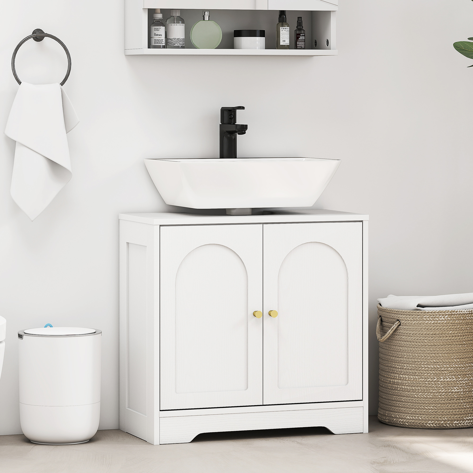 HOMCOM Waschtisch-Unterschrank Badezimmer Waschtisch-Schrank Aufbewahrungss günstig online kaufen