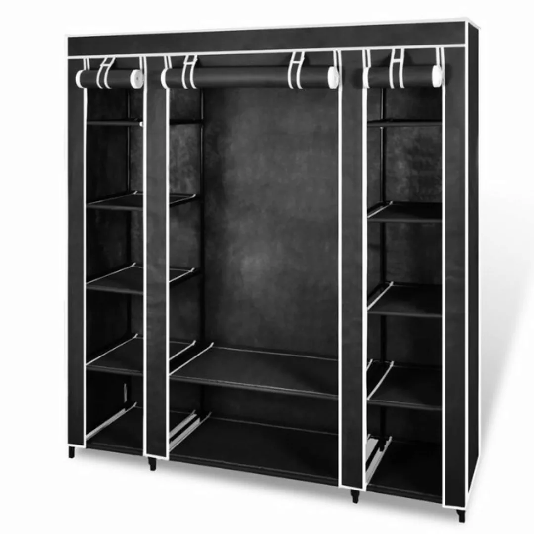 möbelando Kleiderschrank 291800 (BxHxT: 150x176x45 cm) aus Stoff in Schwarz günstig online kaufen