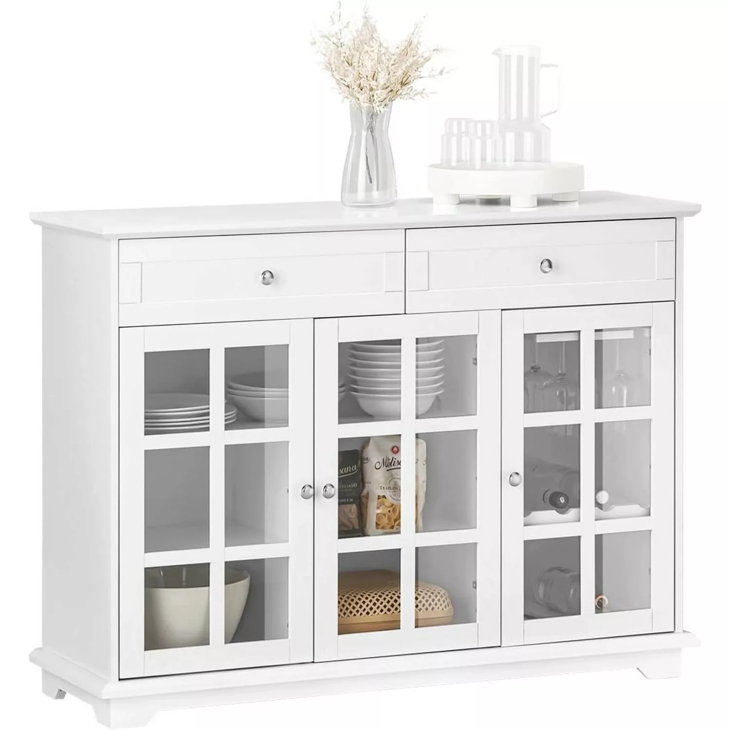 SoBuy Küchenschrank Kücheninsel Kommode Sideboard Buffet Weiß FSB77-W günstig online kaufen