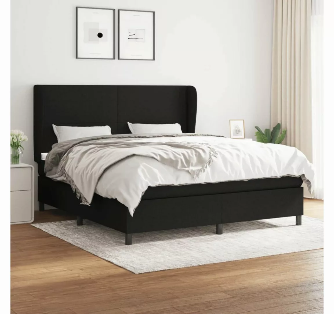 furnicato Bett Boxspringbett mit Matratze Schwarz 180x200 cm Stoff günstig online kaufen