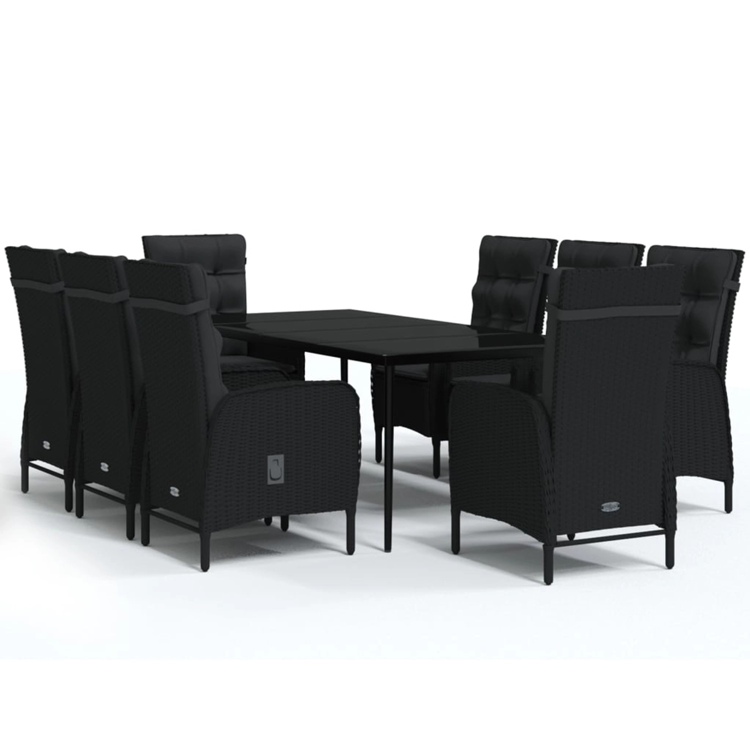 vidaXL 9-Tlg Garten-Essgruppe mit Kissen Schwarz 3099370 günstig online kaufen