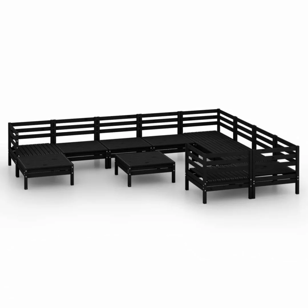 11-tlg. Garten-lounge-set Schwarz Massivholz Kiefer günstig online kaufen