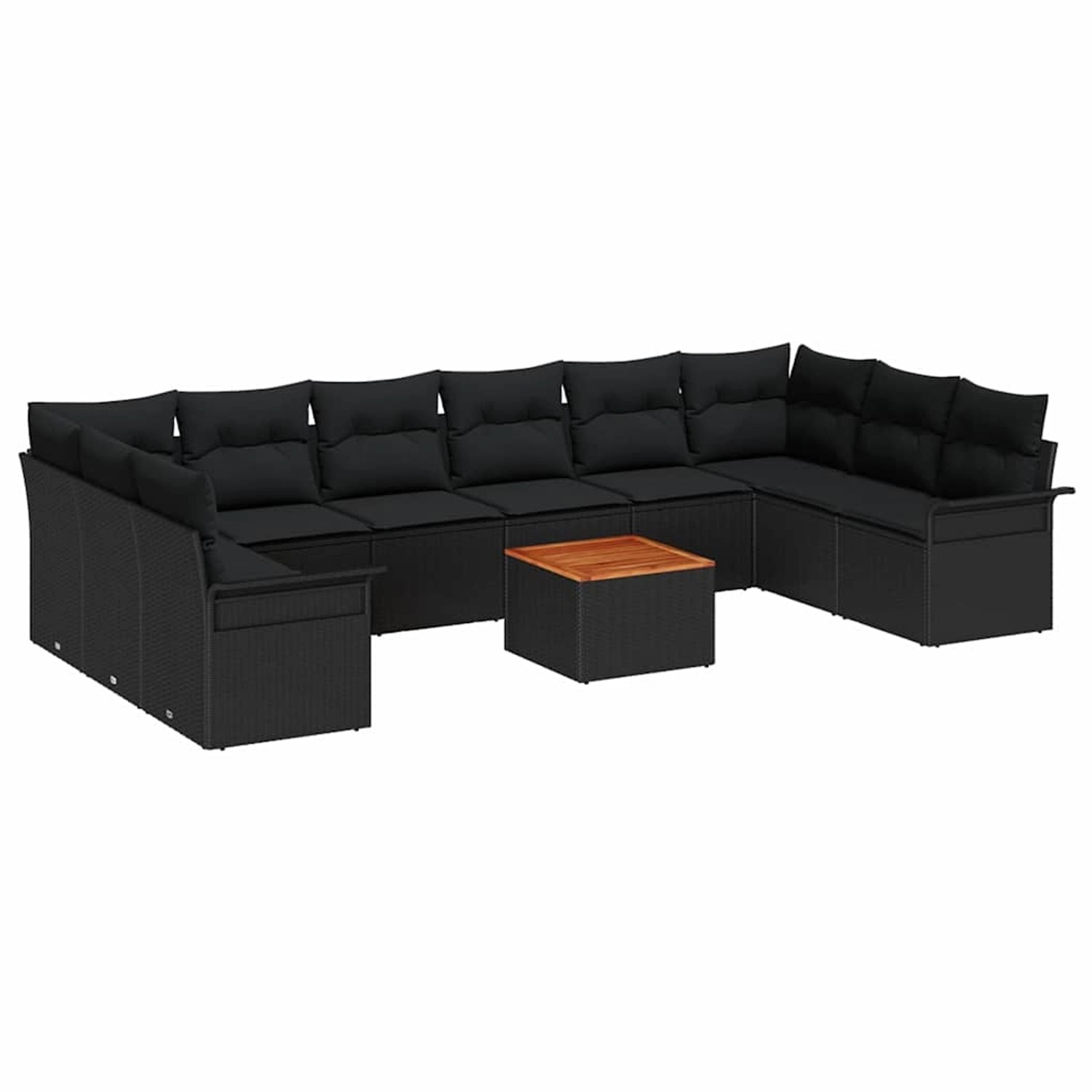 vidaXL 11-Teiliges Gartensofa-Set mit Kissen Schwarz Poly Rattan Akazienhol günstig online kaufen