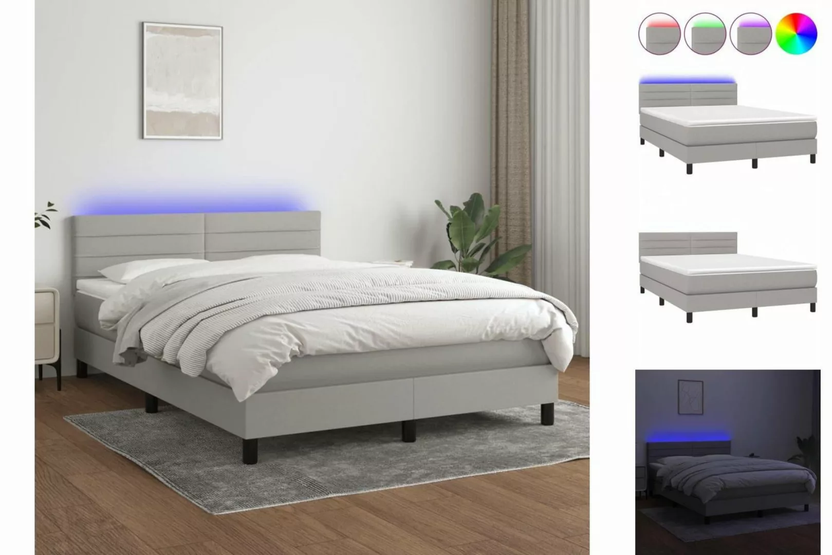 vidaXL Boxspringbett Bett Boxspringbett komplett mit Matratze & LED Stoff ( günstig online kaufen