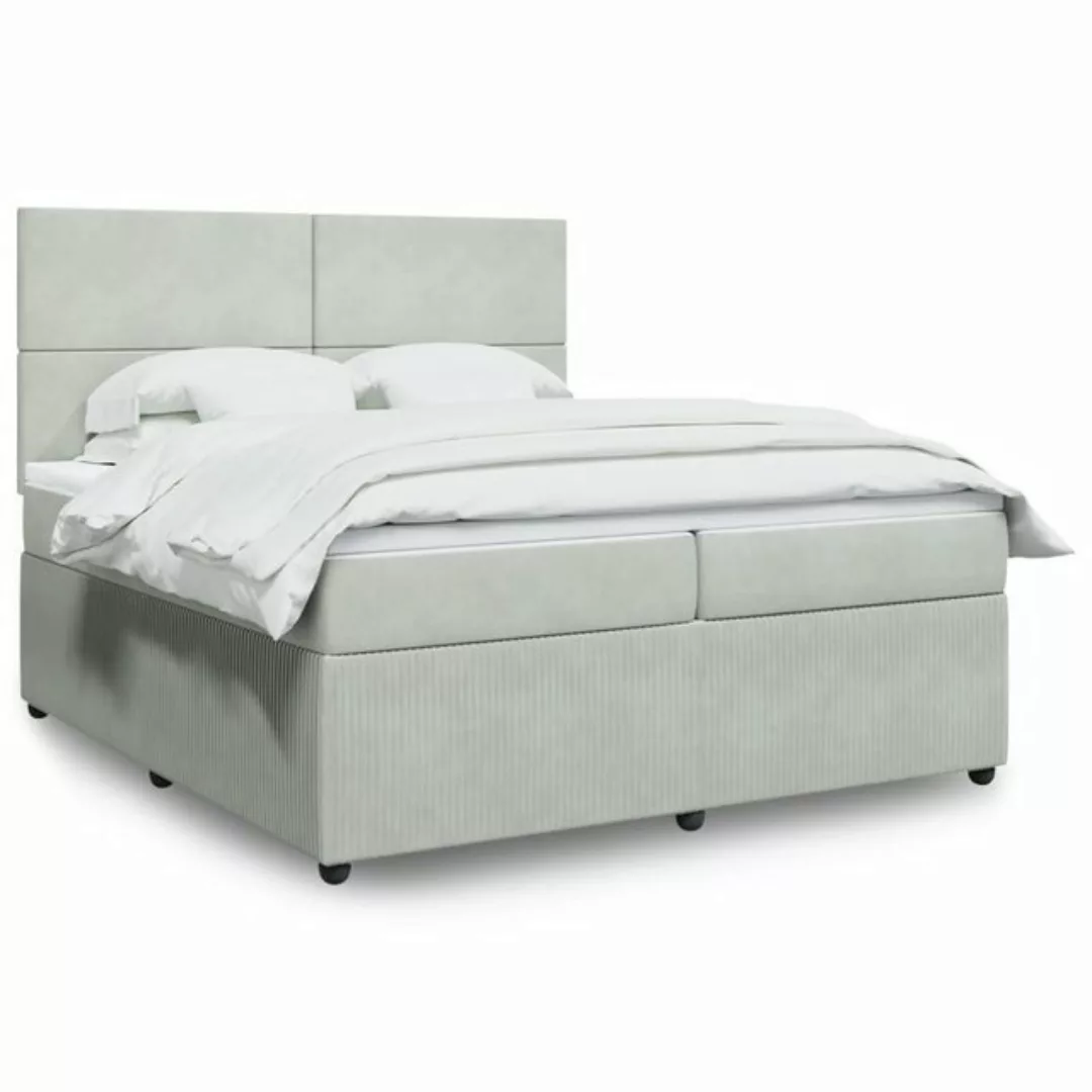 vidaXL Boxspringbett, Boxspringbett mit Matratze Hellgrau 200x200 cm Samt günstig online kaufen