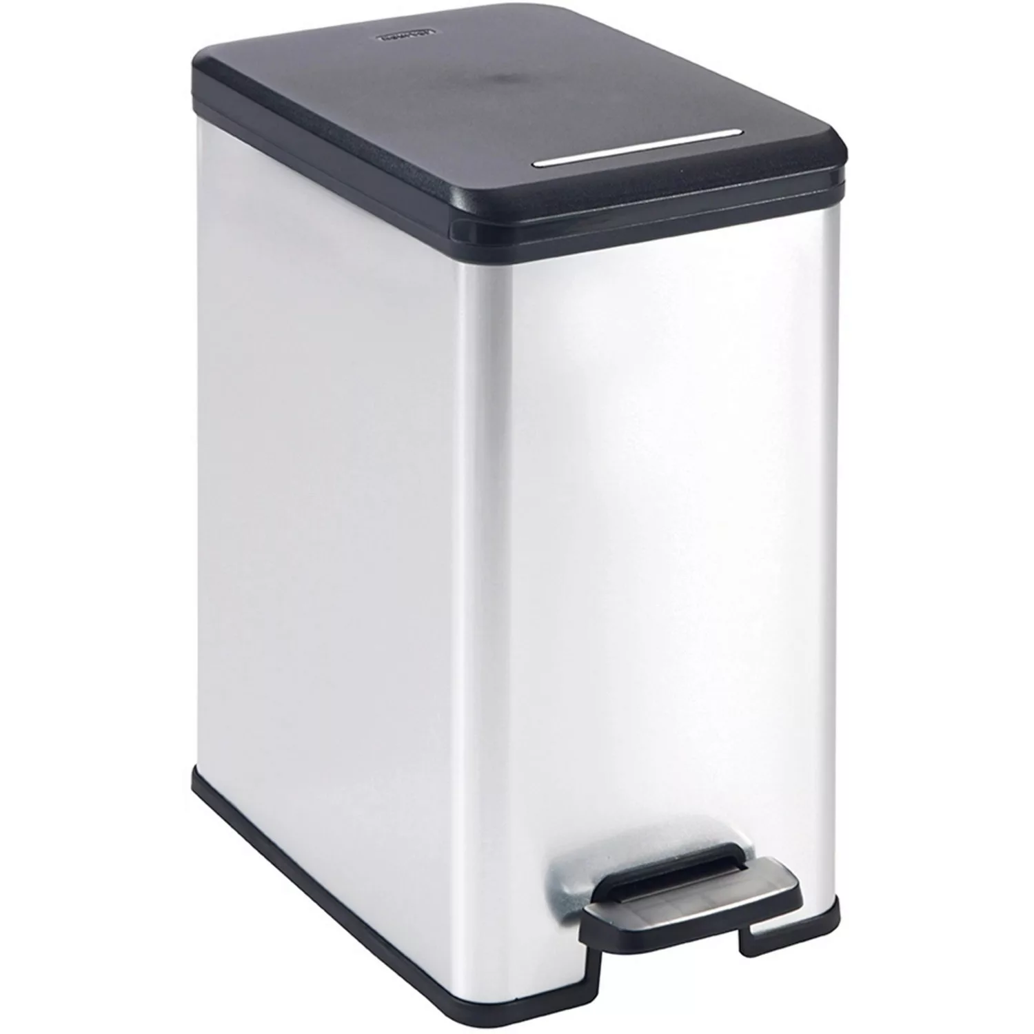 Curver Deco Slim Bin Mülleimer 25 l mit Fußpedal Silber metallic günstig online kaufen