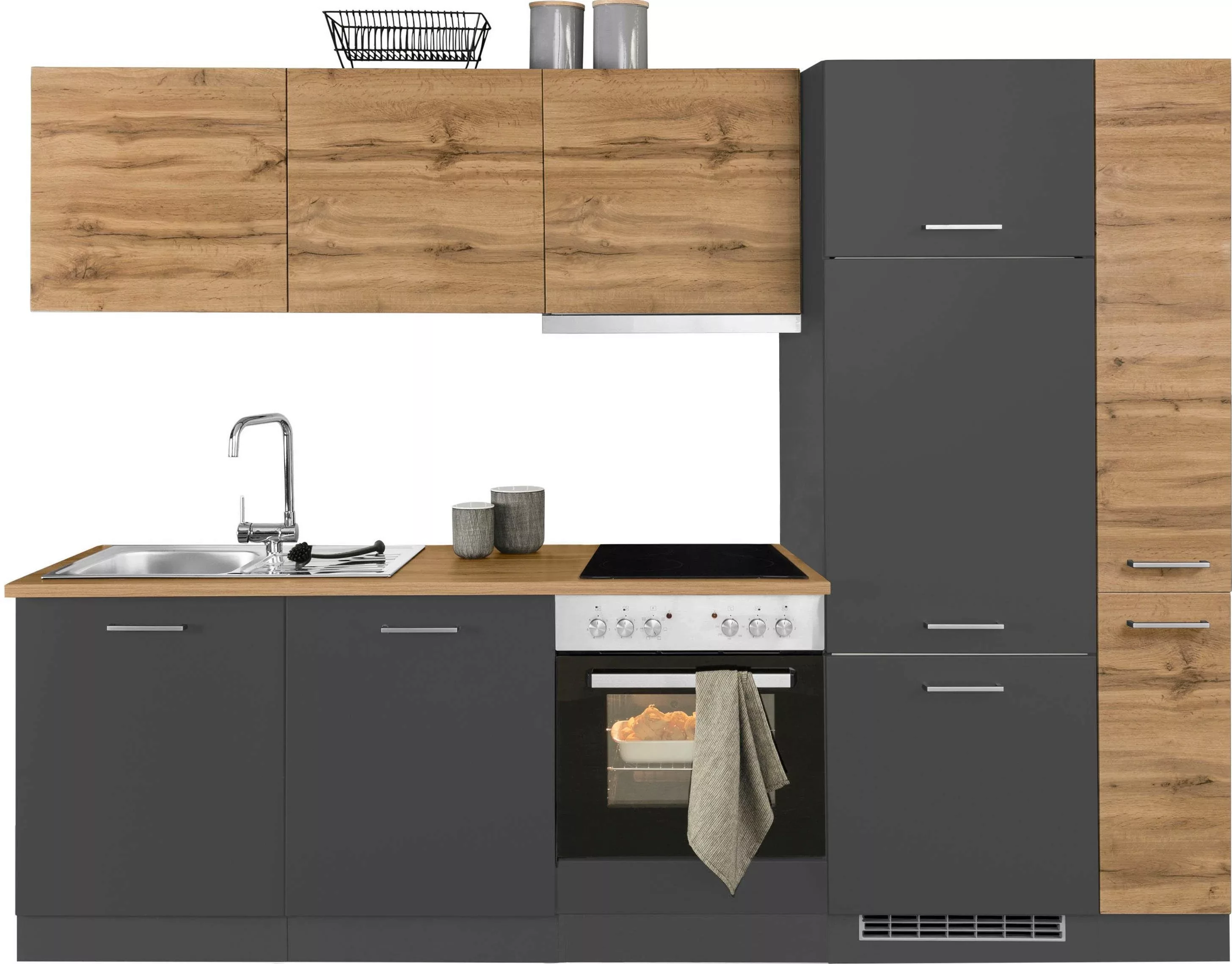 HELD MÖBEL Küchenzeile "Kehl", mit E-Geräten, Breite 270 cm, inkl. Kühlschr günstig online kaufen