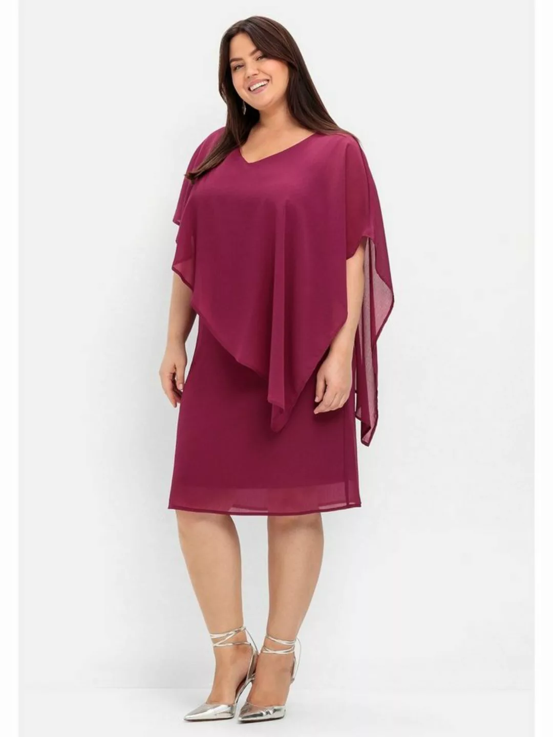 Sheego Cocktailkleid "Große Größen", mit asymetrischem Cape günstig online kaufen