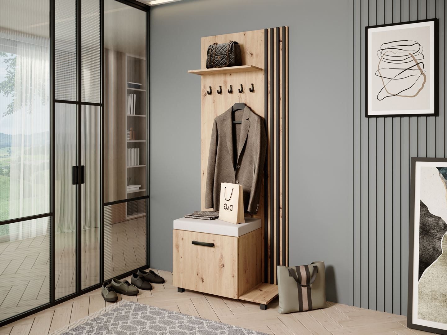 Beautysofa Garderobenschrank Garderobenschrank mit Aufhängern LIVIA günstig online kaufen