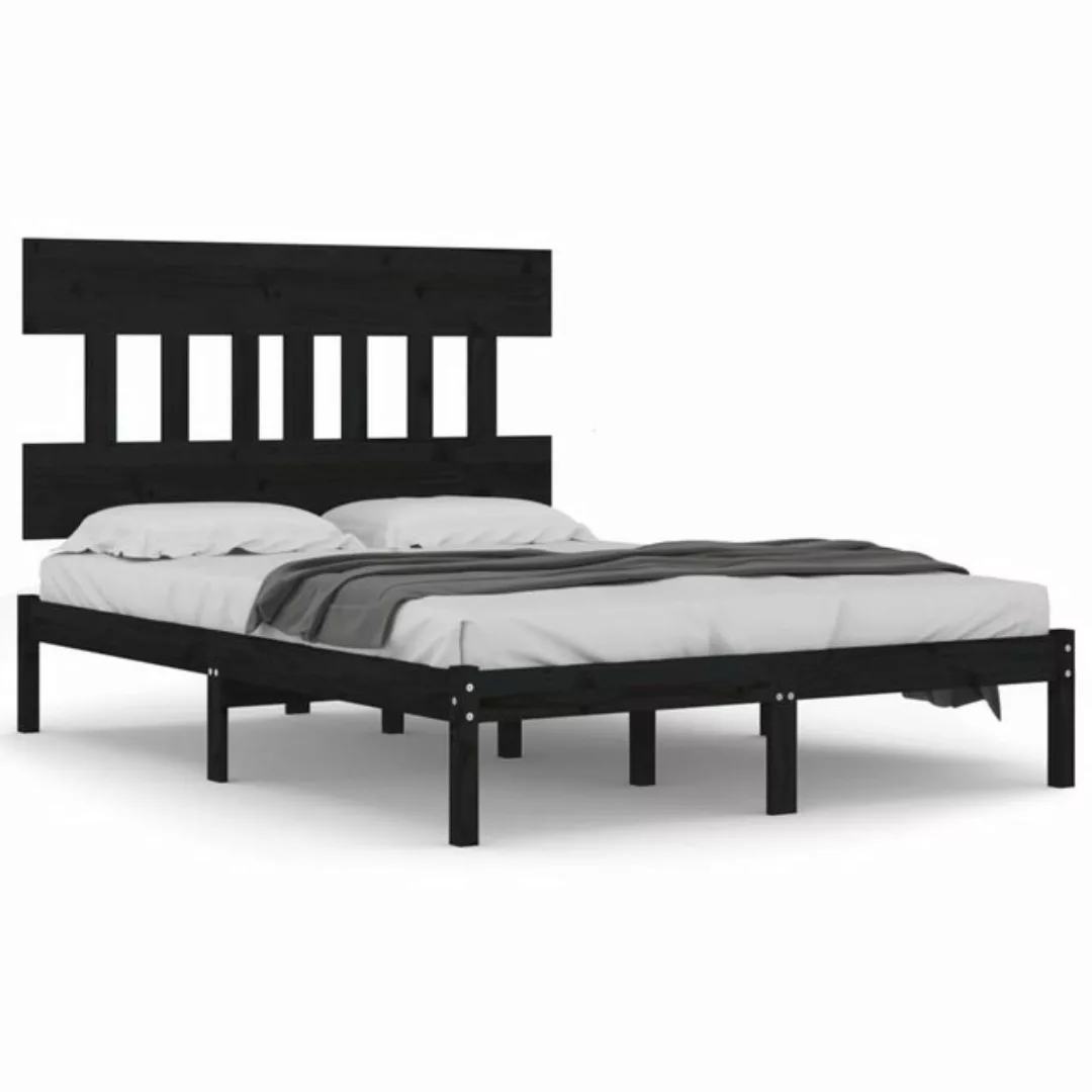 furnicato Bettgestell Massivholzbett Schwarz 140x190 cm (1-tlg) günstig online kaufen