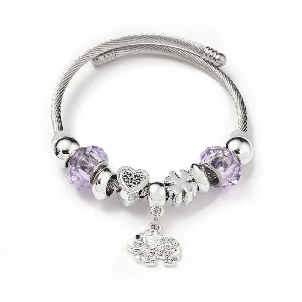 Eyecatcher Armkette Charm-Armband mit lila Kunststoffperlen günstig online kaufen