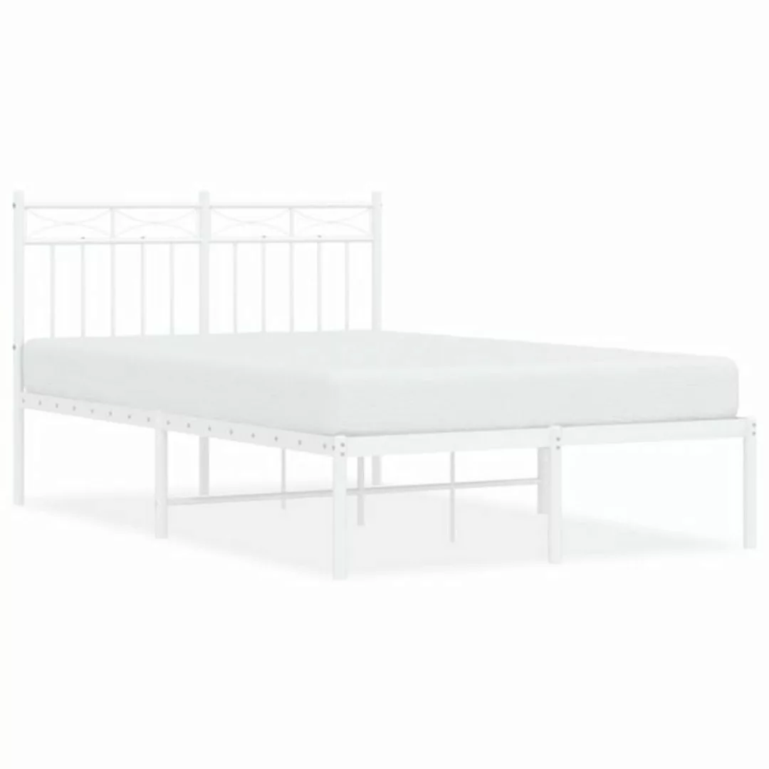 furnicato Bett Bettgestell mit Kopfteil Metall Weiß 120x190 cm günstig online kaufen