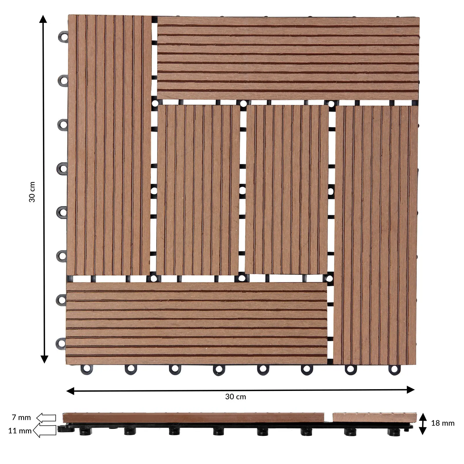 WPC Fliesen 55er-Set Mosaik Terrakotta - 30x30cm günstig online kaufen