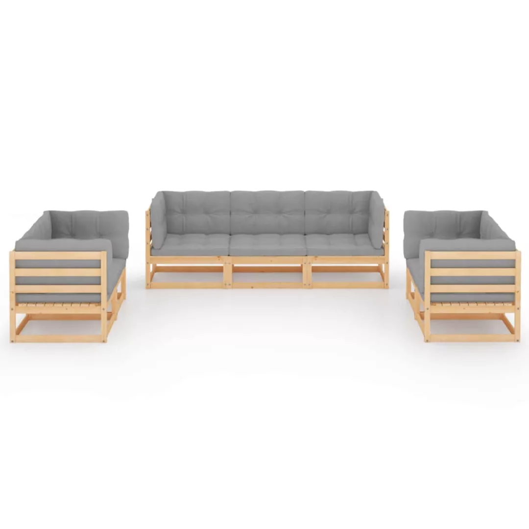 7-tlg. Garten-lounge-set Mit Kissen Kiefer Massivholz günstig online kaufen