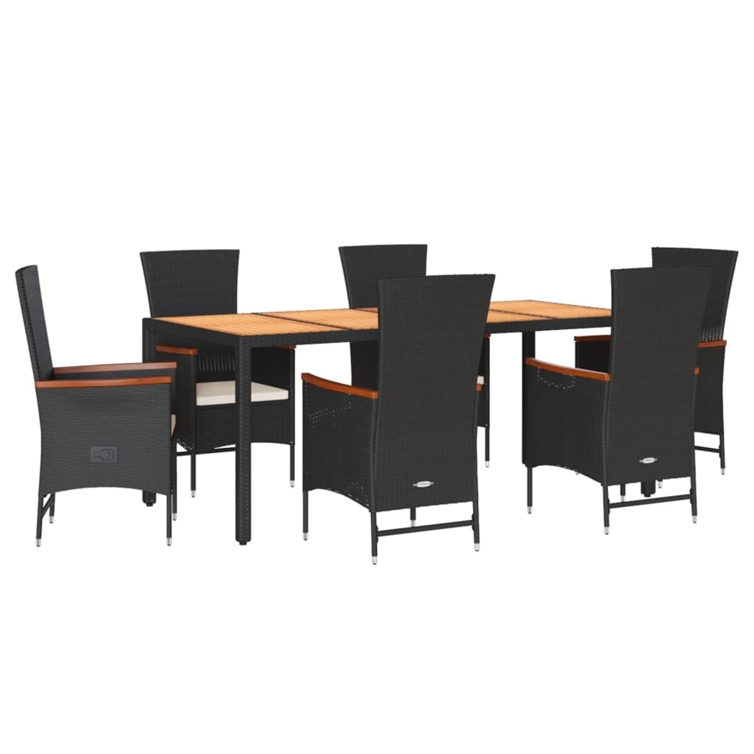 vidaXL 7-Tlg Garten-Essgruppe mit Kissen Schwarz Poly Rattan 3277515 günstig online kaufen