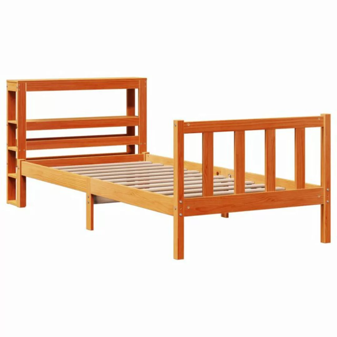 vidaXL Bett Bettgestell mit Kopfteil ohne Matratze Wachsbraun 75x190 cm günstig online kaufen