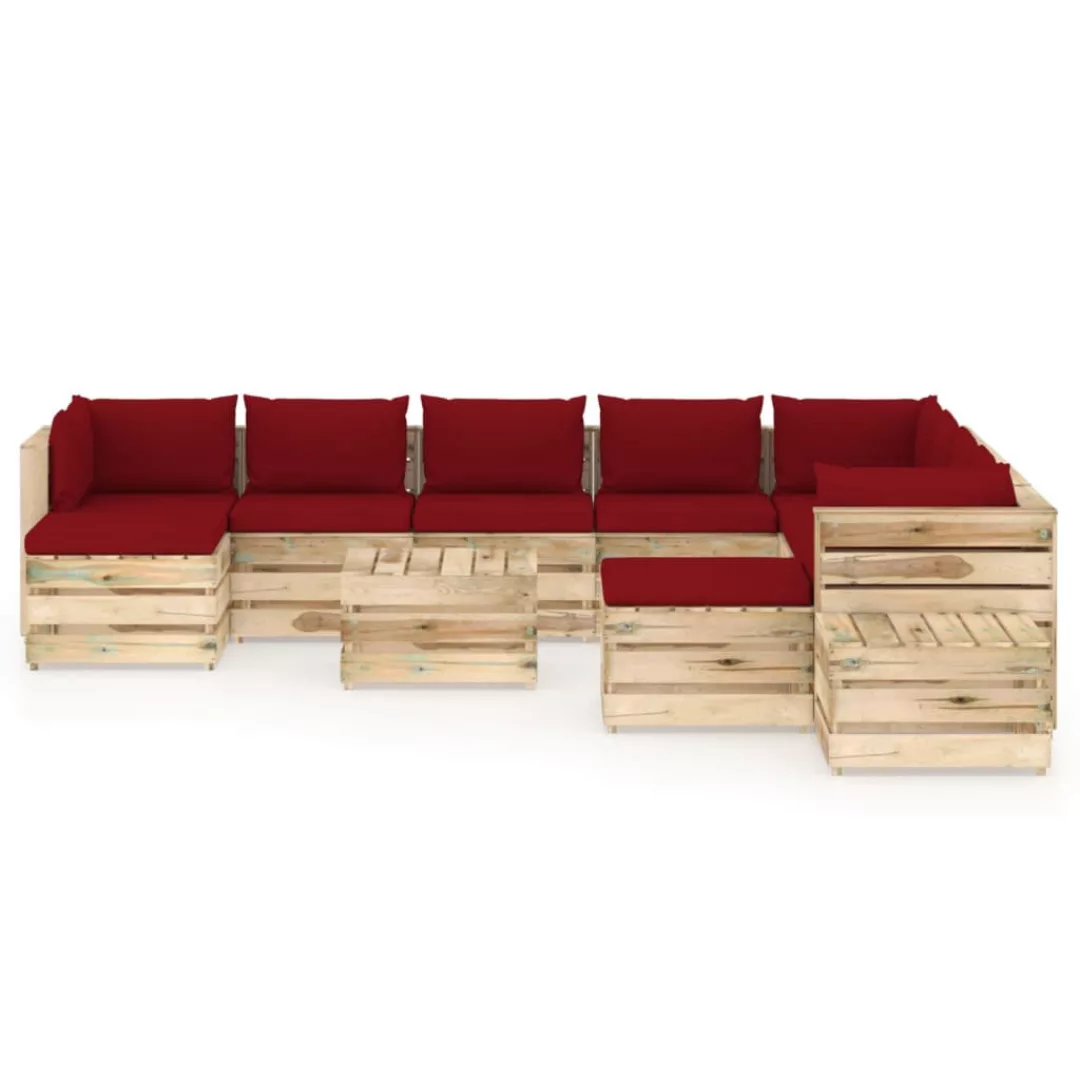 12-tlg. Garten-lounge-set Mit Kissen Grün Imprägniertes Holz günstig online kaufen