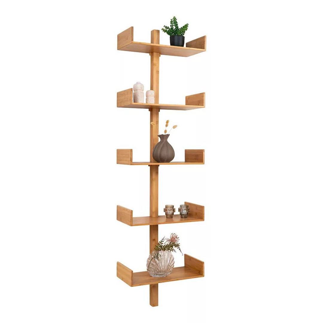 Holzregal Wandregal aus Bambus 180 cm hoch günstig online kaufen