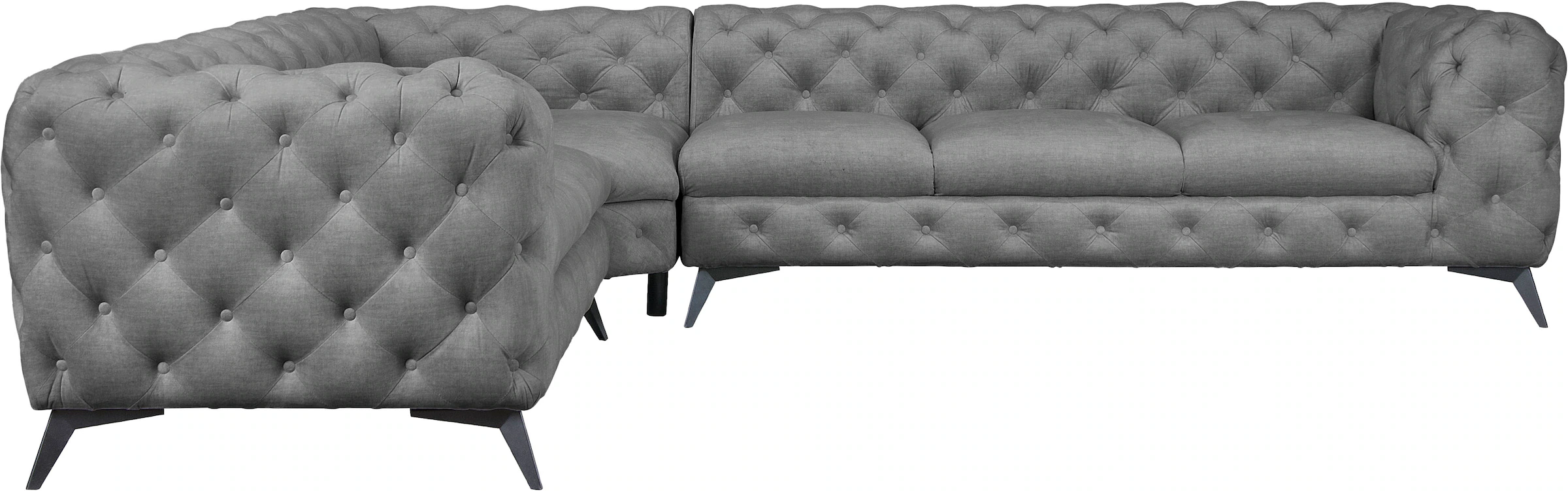 Leonique Chesterfield-Sofa "Ecksofa GLYNIS L-Form mit Wellenunterfederung, günstig online kaufen