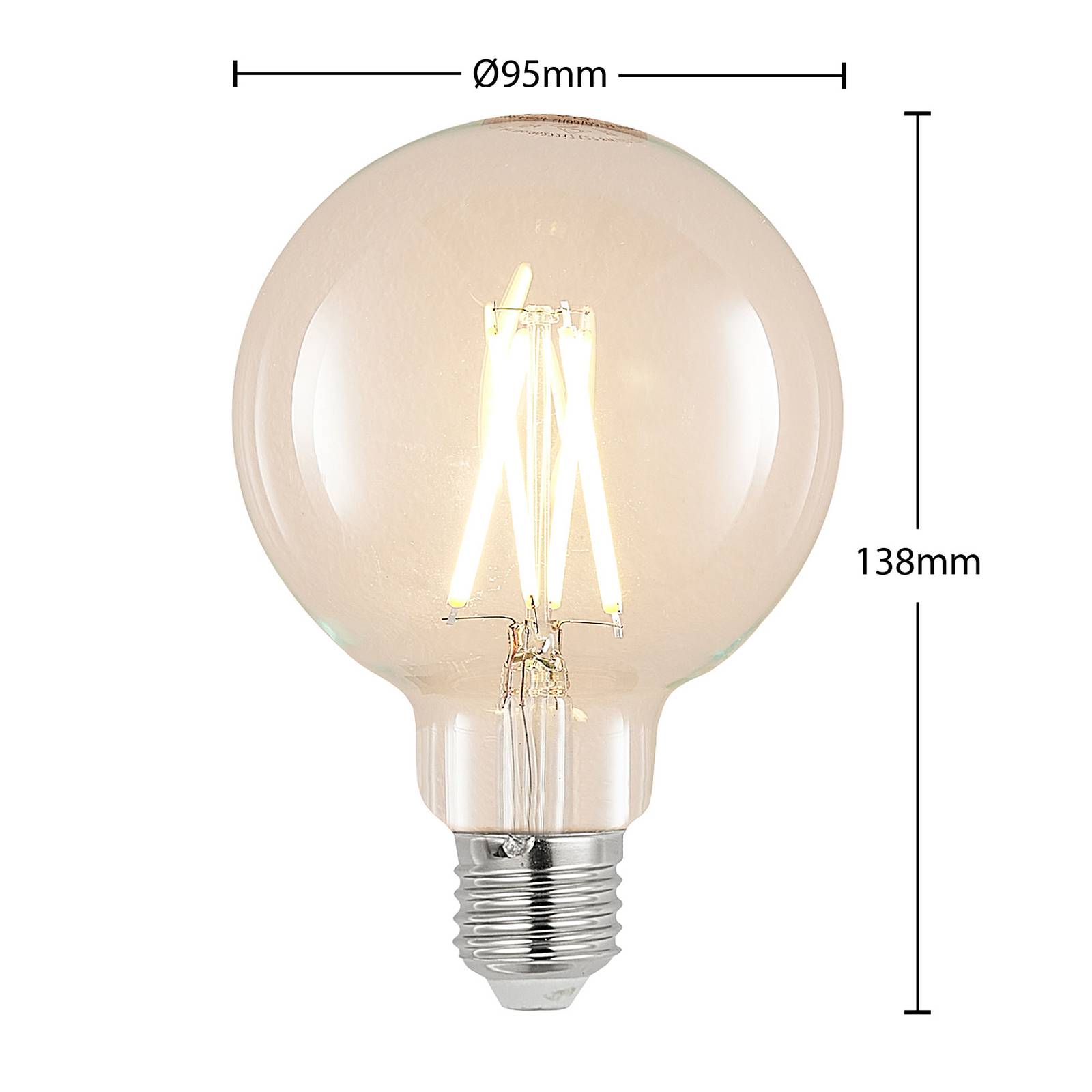 LED-Lampe E27 8W 2.700K G95 Globe, Filament, klar günstig online kaufen