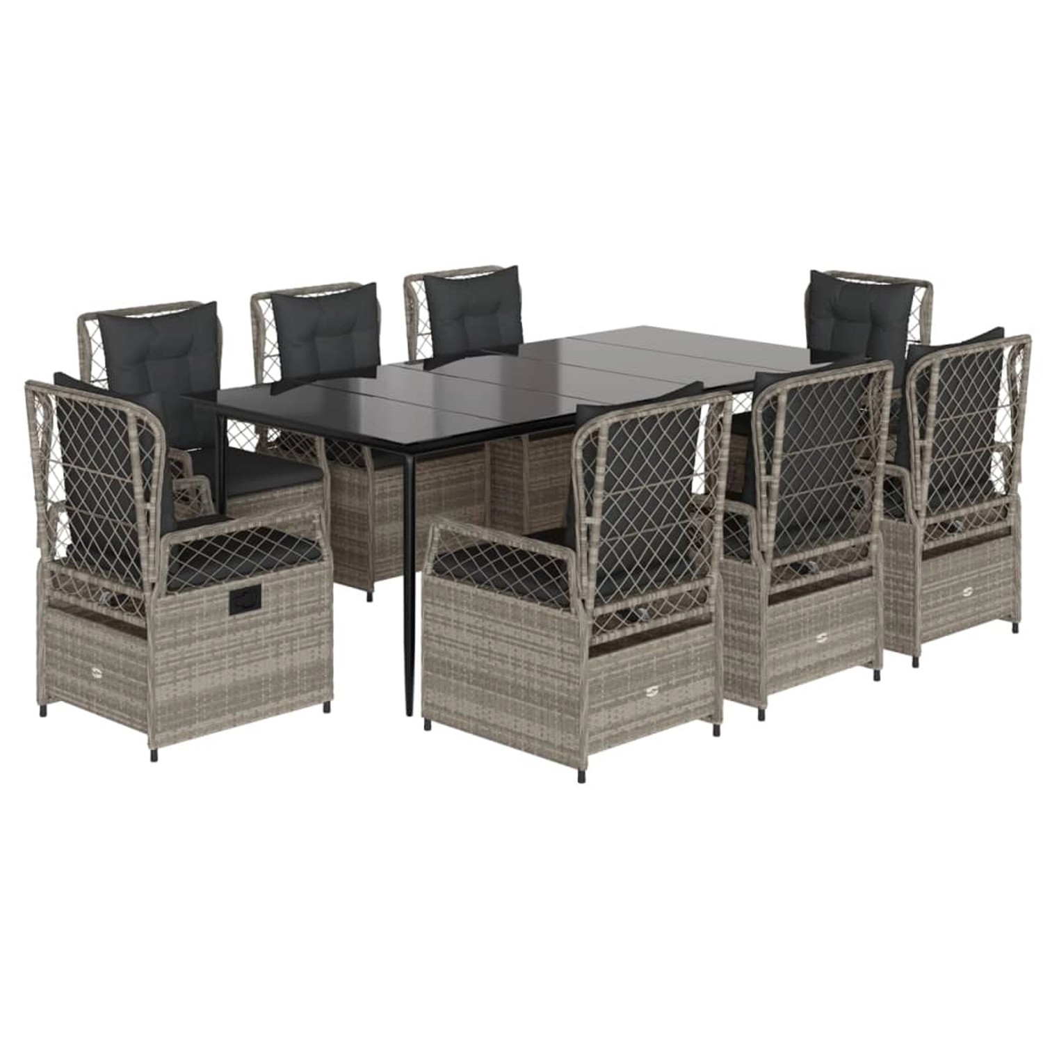 vidaXL 9-Tlg Garten-Essgruppe mit Kissen Hellgrau Poly Rattan 3263033 günstig online kaufen