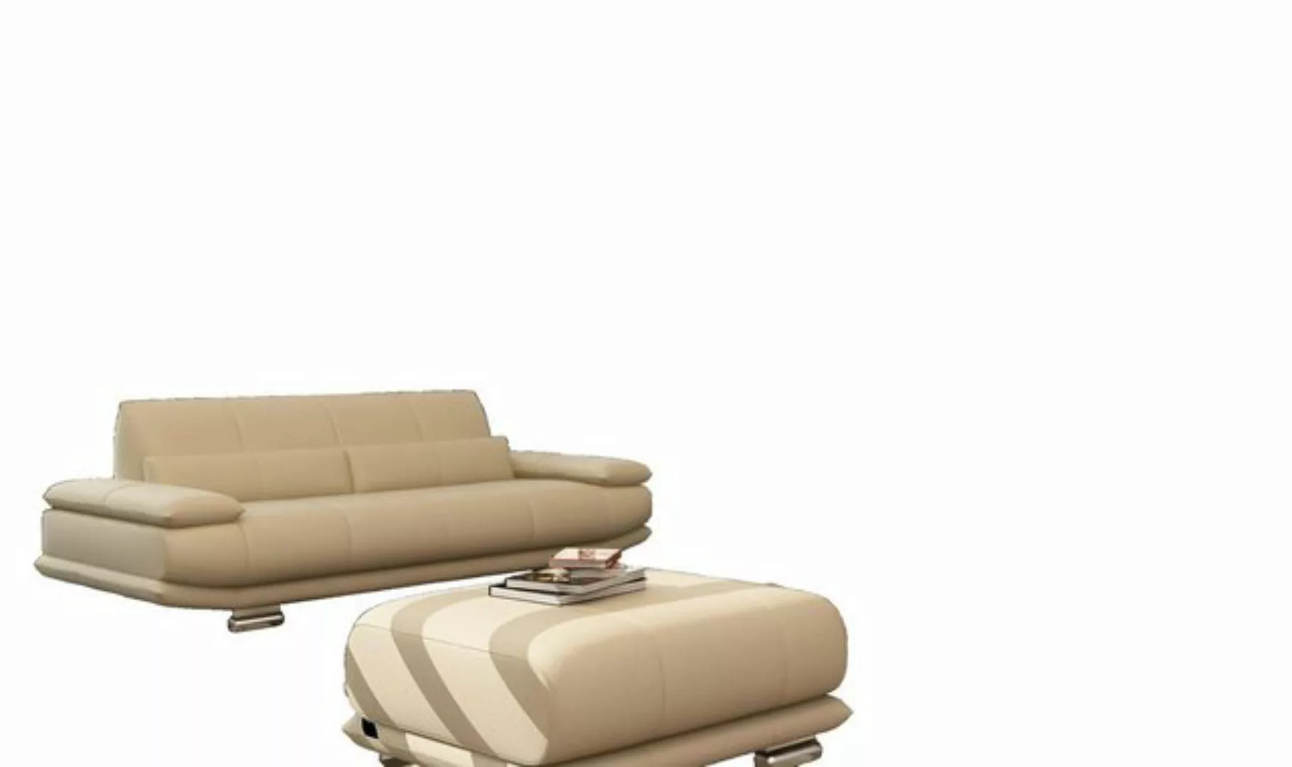 JVmoebel Sofa Beiger Couch Polster 3 Sitzer Leder Sofas Couchen Sitz Design günstig online kaufen