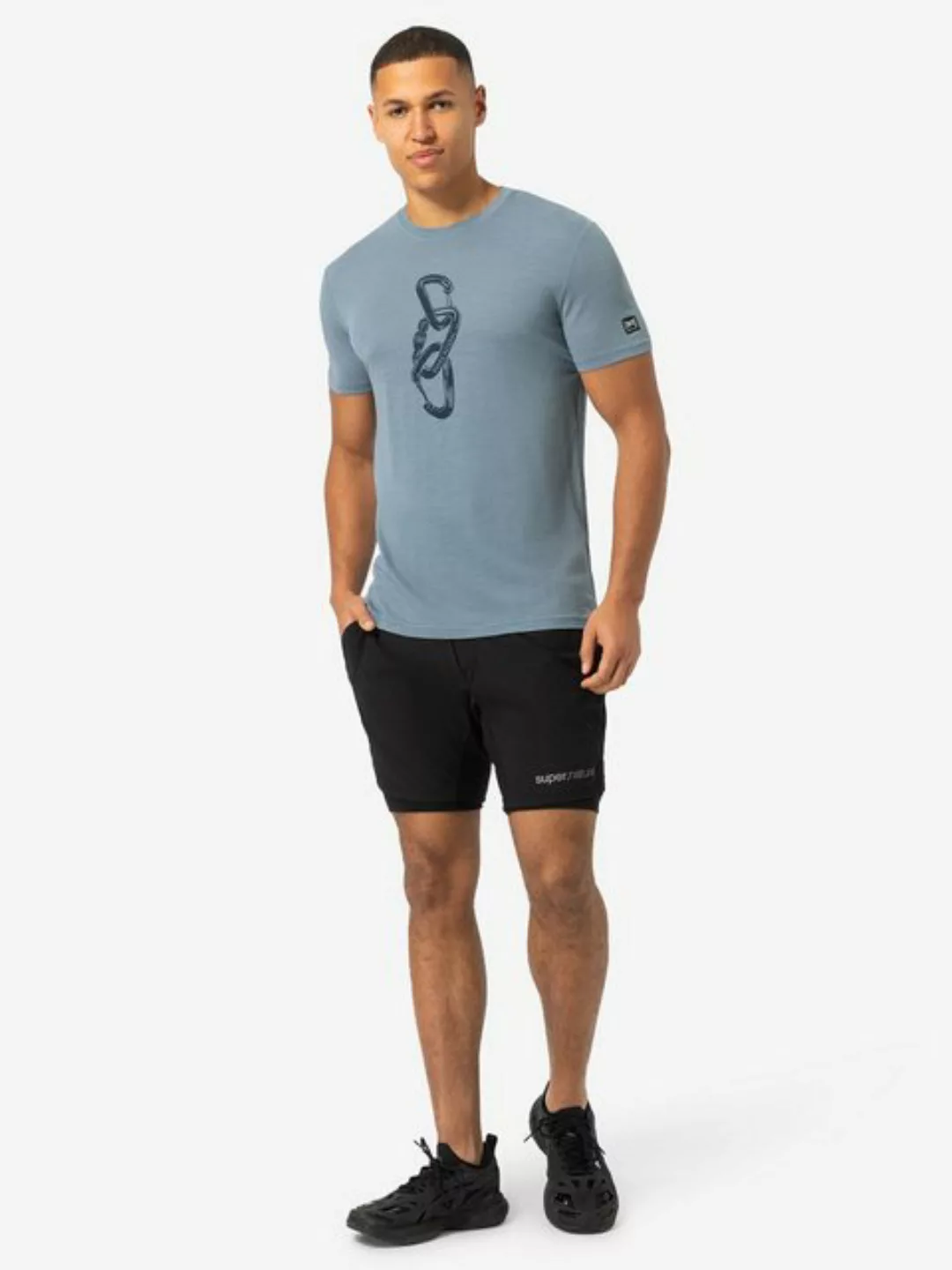 SUPER.NATURAL T-Shirt für Herren, Merino CARABINERI Kletter Motiv, atmungsa günstig online kaufen