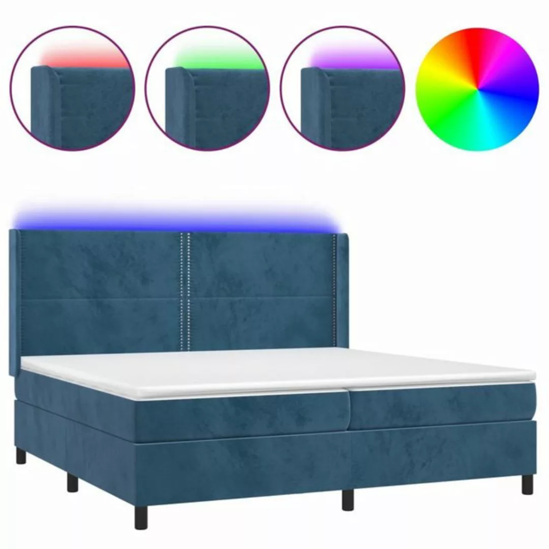 vidaXL Boxspringbett Boxspringbett mit Matratze LED Dunkelblau 200x200 cm S günstig online kaufen