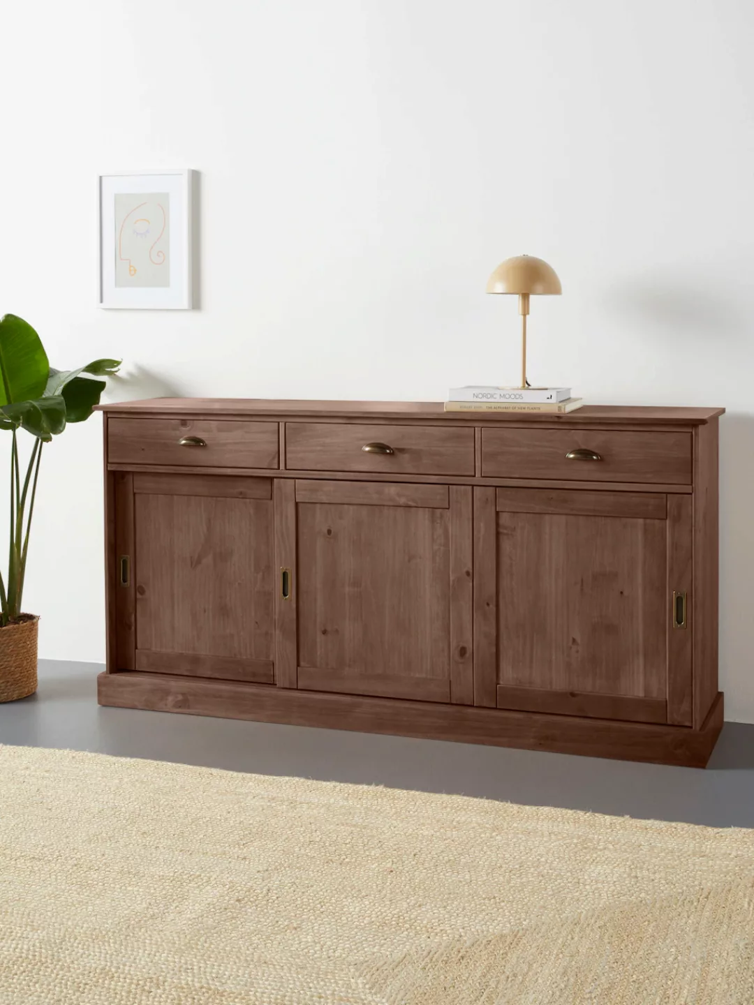 Home affaire Sideboard "Schröder", Kommode, 3 Schiebetüren, 3 Schubkasten, günstig online kaufen