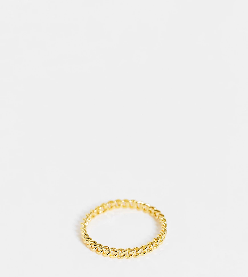 ASOS DESIGN – Vergoldeter Ring aus Sterlingsilber mit zartem Panzerkettende günstig online kaufen