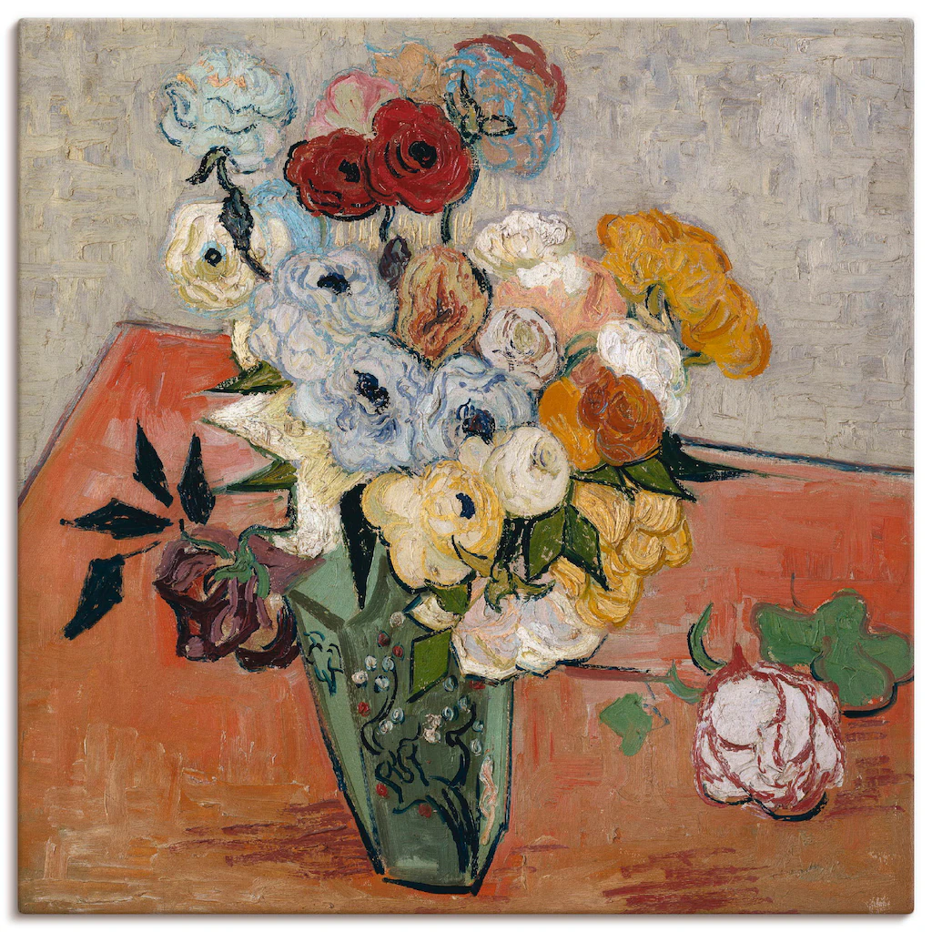 Artland Leinwandbild "Stilleben mit japanischer Vase, Rosen un", Blumen, (1 günstig online kaufen