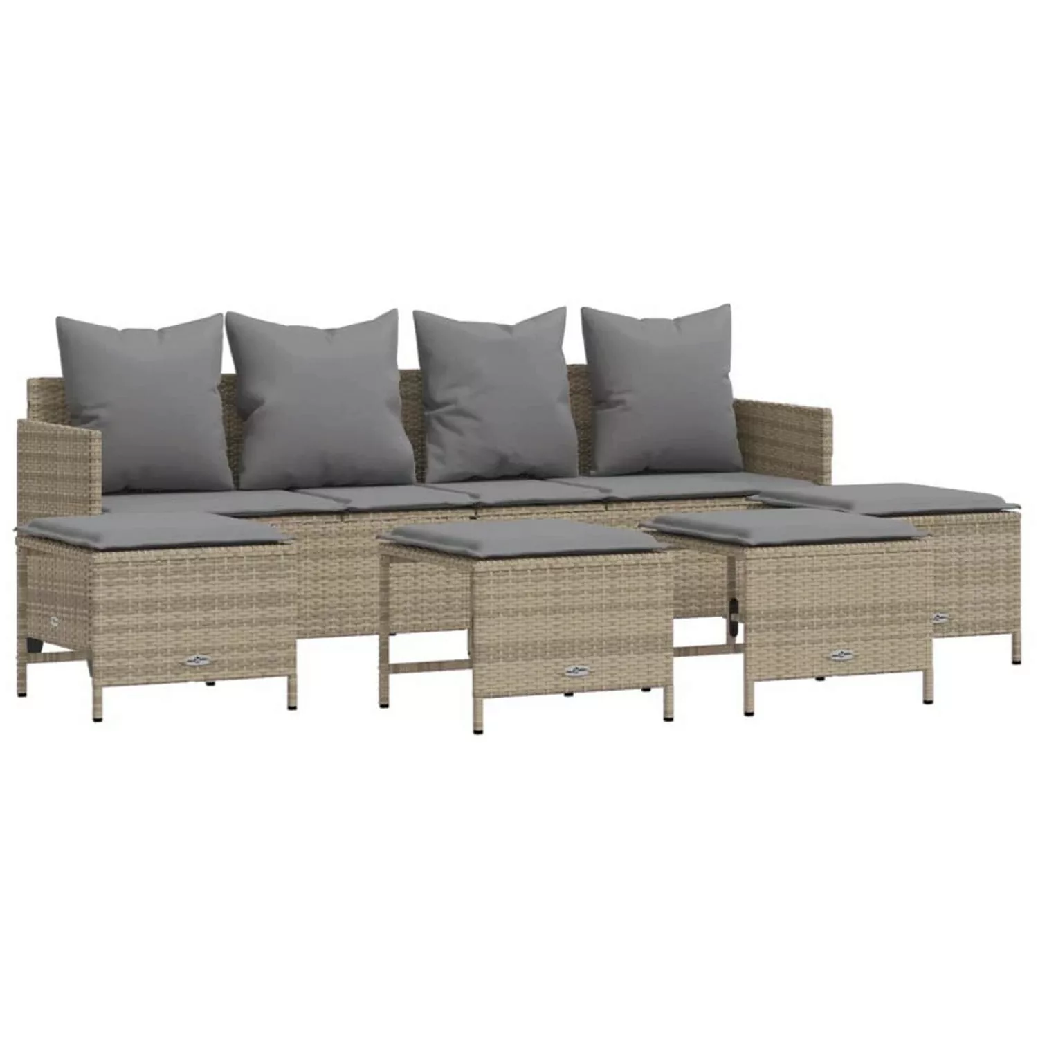 vidaXL 5-tlg Garten-Sofagarnitur mit Kissen Beige Poly Rattan Modell 193 günstig online kaufen