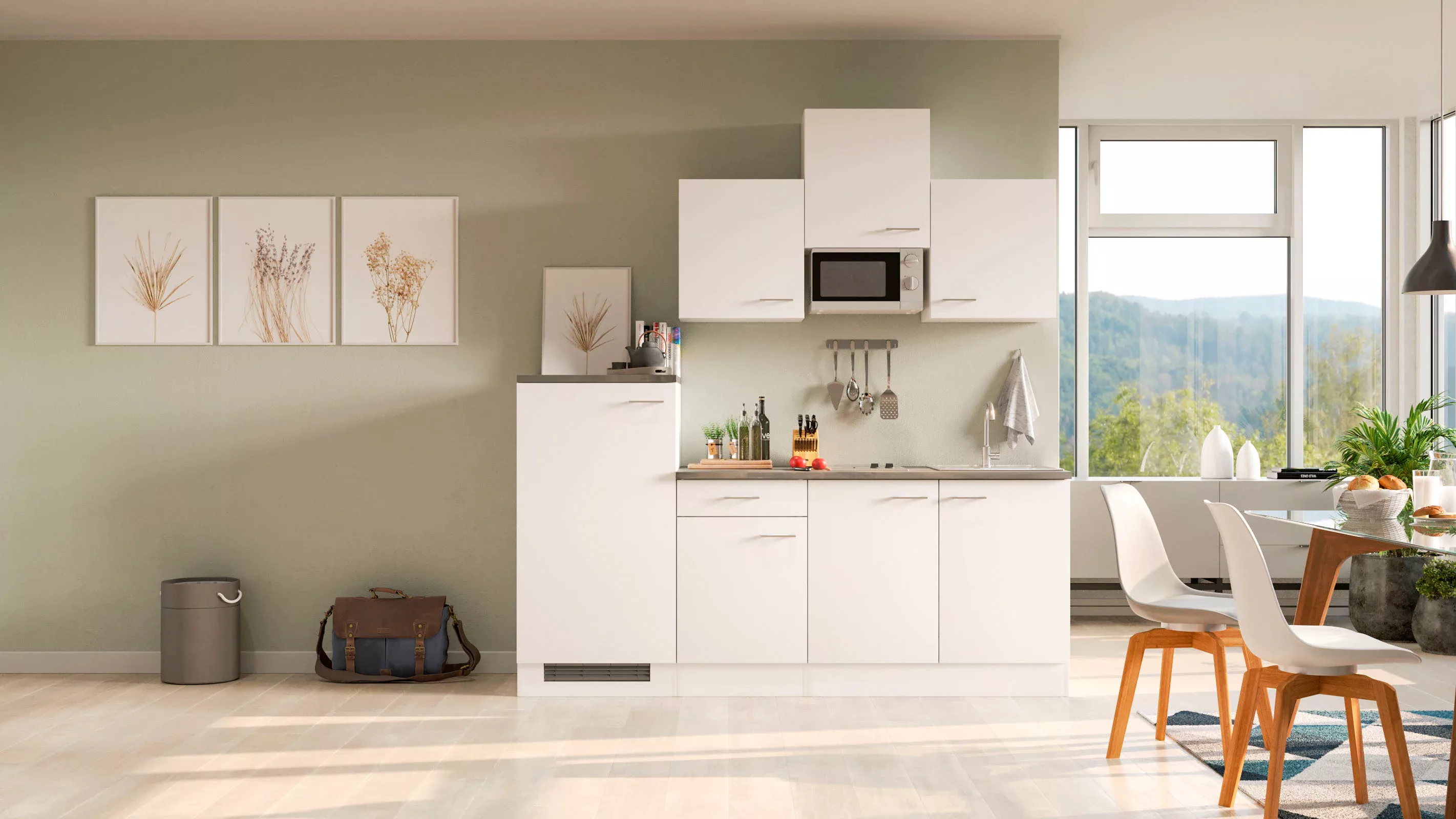 Flex-Well Küche "Lucca", Breite 210 cm, mit Kühlgerät und Glaskeramikkochfe günstig online kaufen
